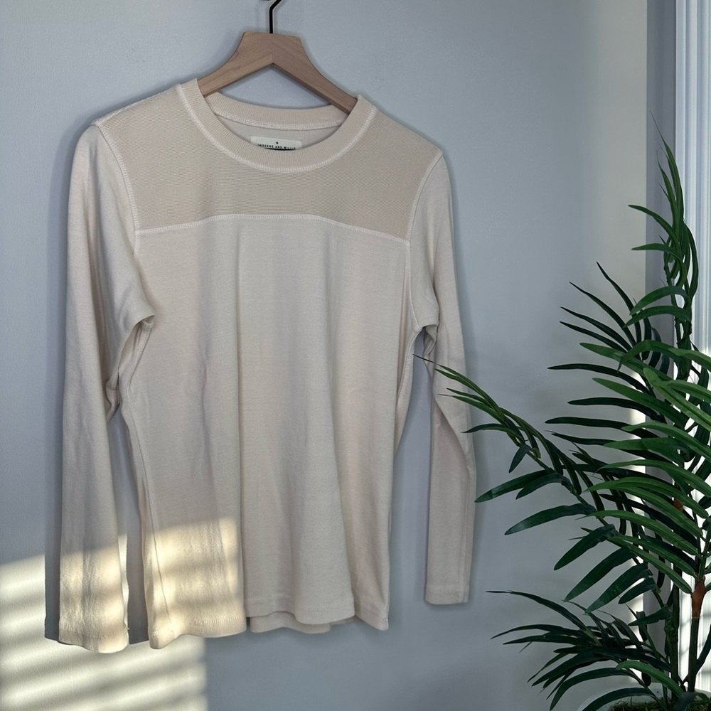 imogene + willie 100% Cotton Cream Long Sleeve Tee
